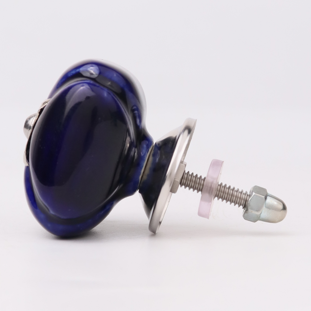 Navy Blue Handmade Ceramic Square Cabinet Knob